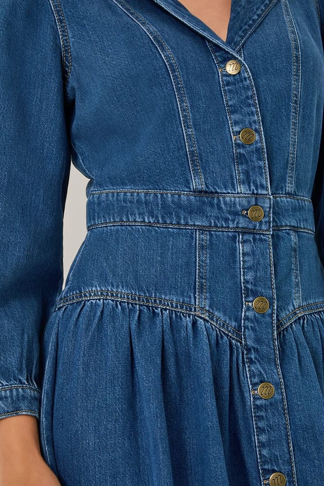 Monsoon Monsoon Women's Tamsin Button Denim Midi Dress Blue - 3