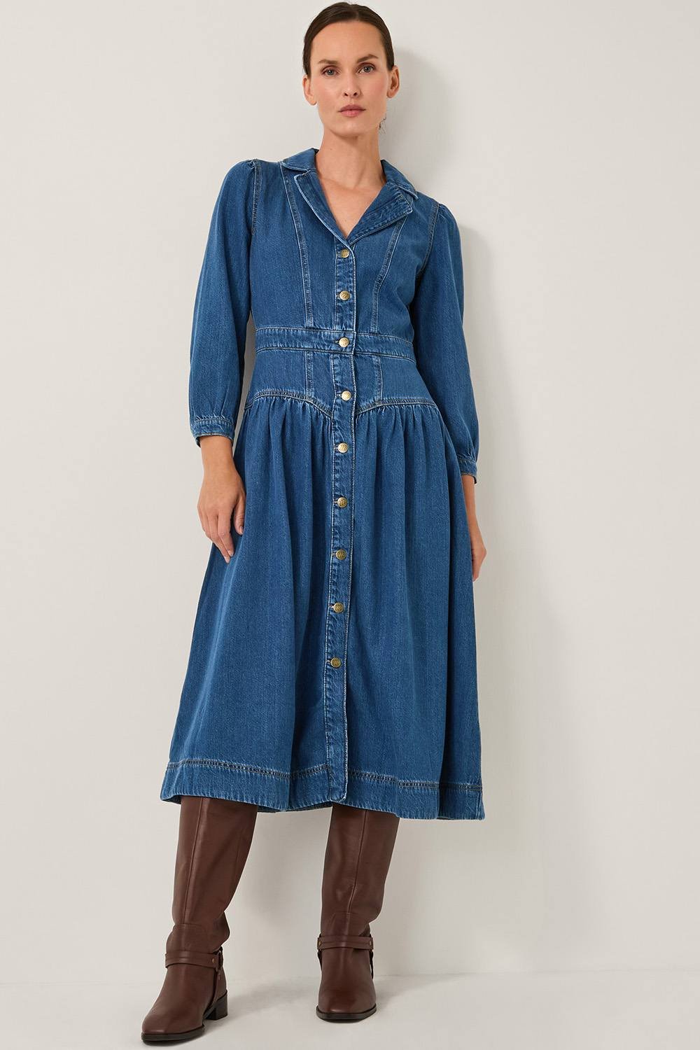 Monsoon Monsoon Women's Tamsin Button Denim Midi Dress Blue - 4