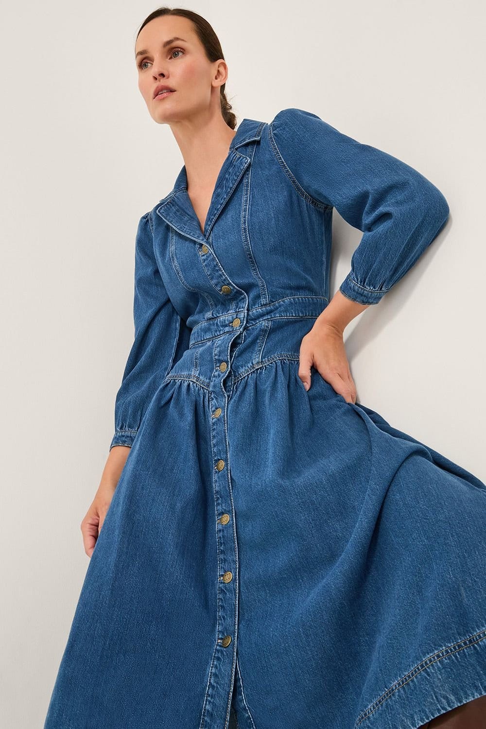 Monsoon Monsoon Women's Tamsin Button Denim Midi Dress Blue - 4