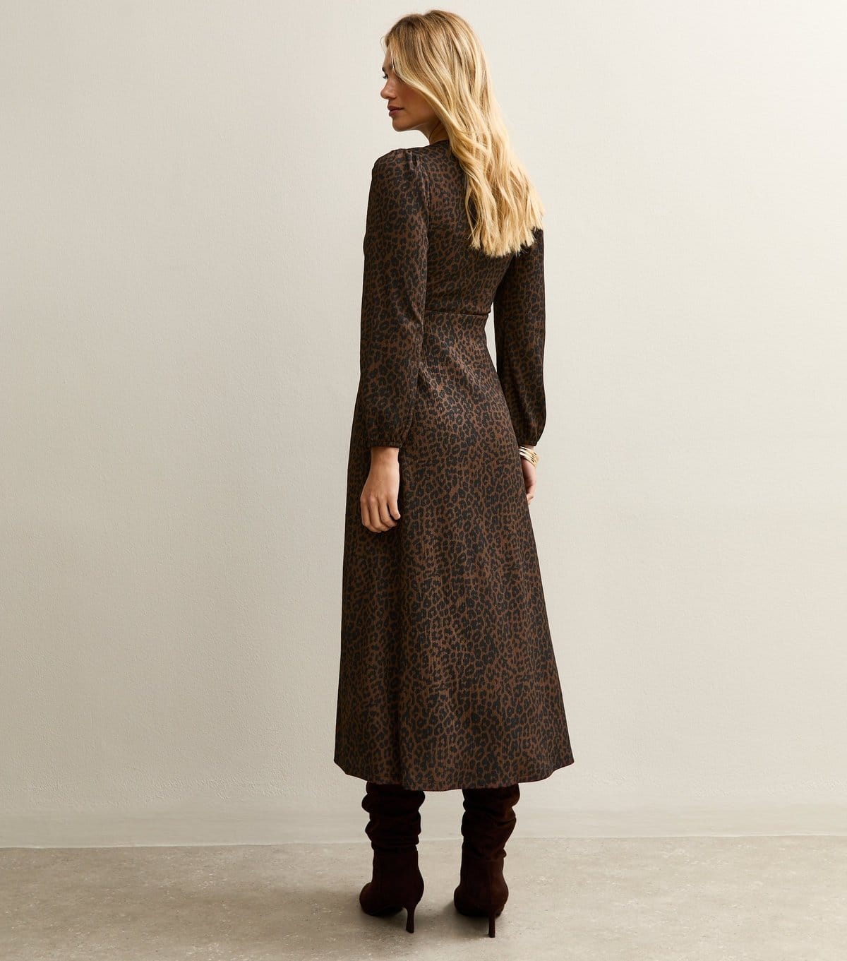 New Look Women's Brown Leopard Print Wrap Midi Dress New Look - 4