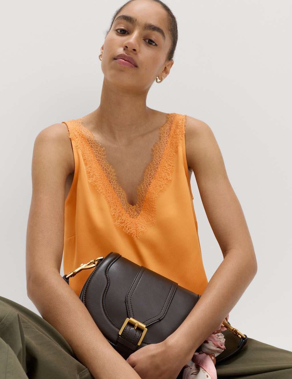 Marks & Spencer M&S Mango Lace Insert Cami Top