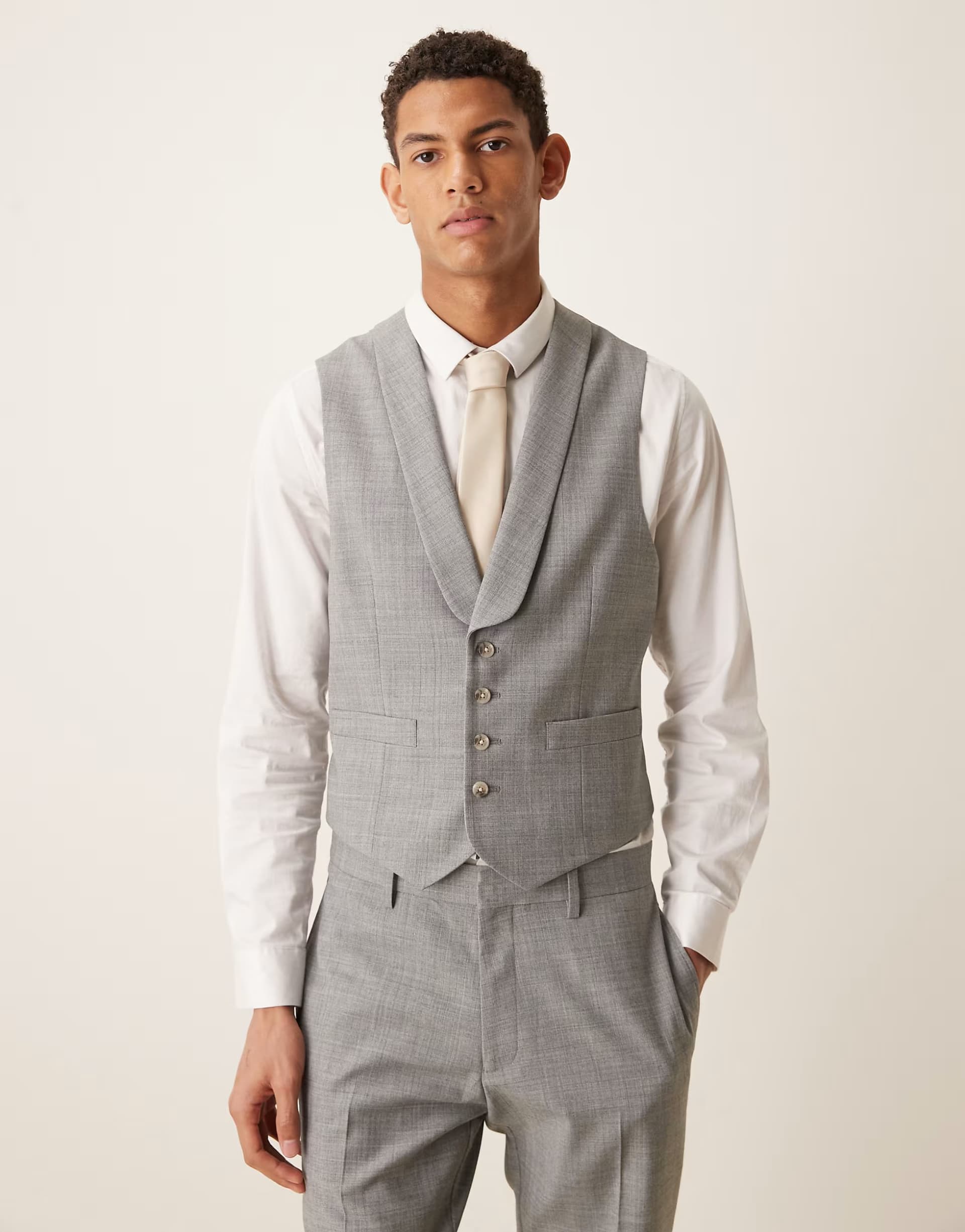 ASOS ASOS DESIGN wool mix slim suit waistcoat in grey marl