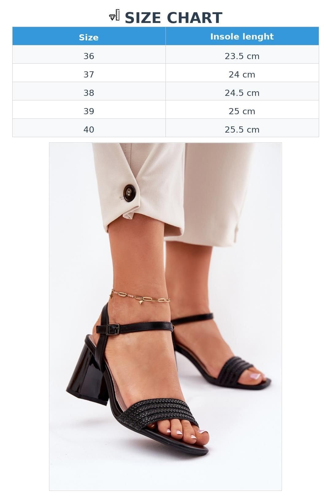 Love Lace Love Lace Women's Vinceza Braided Front Column Heel Sandals with Zircon Strap in Black - 4