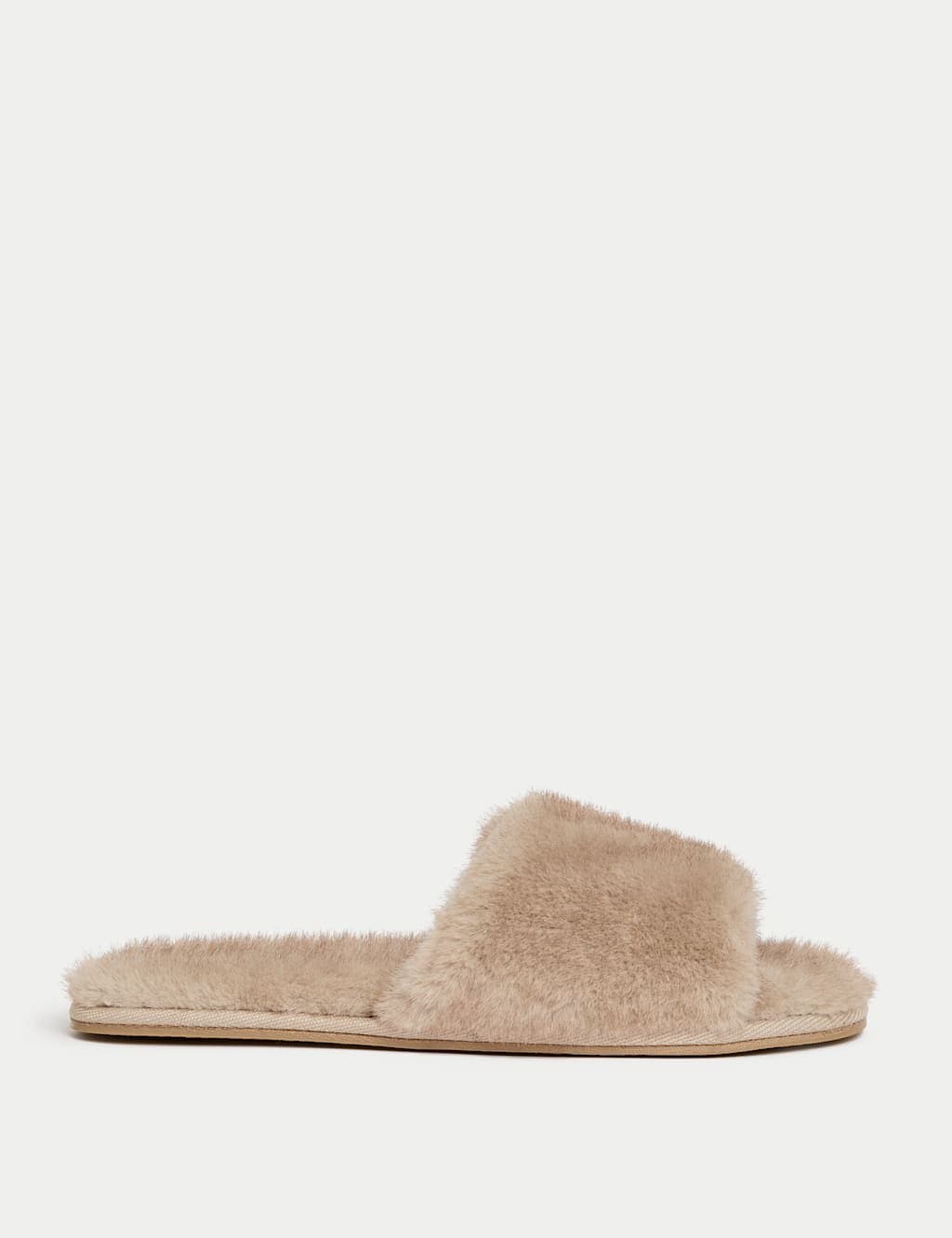 Marks & Spencer M&S Faux Fur Open Toe Slippers Natural