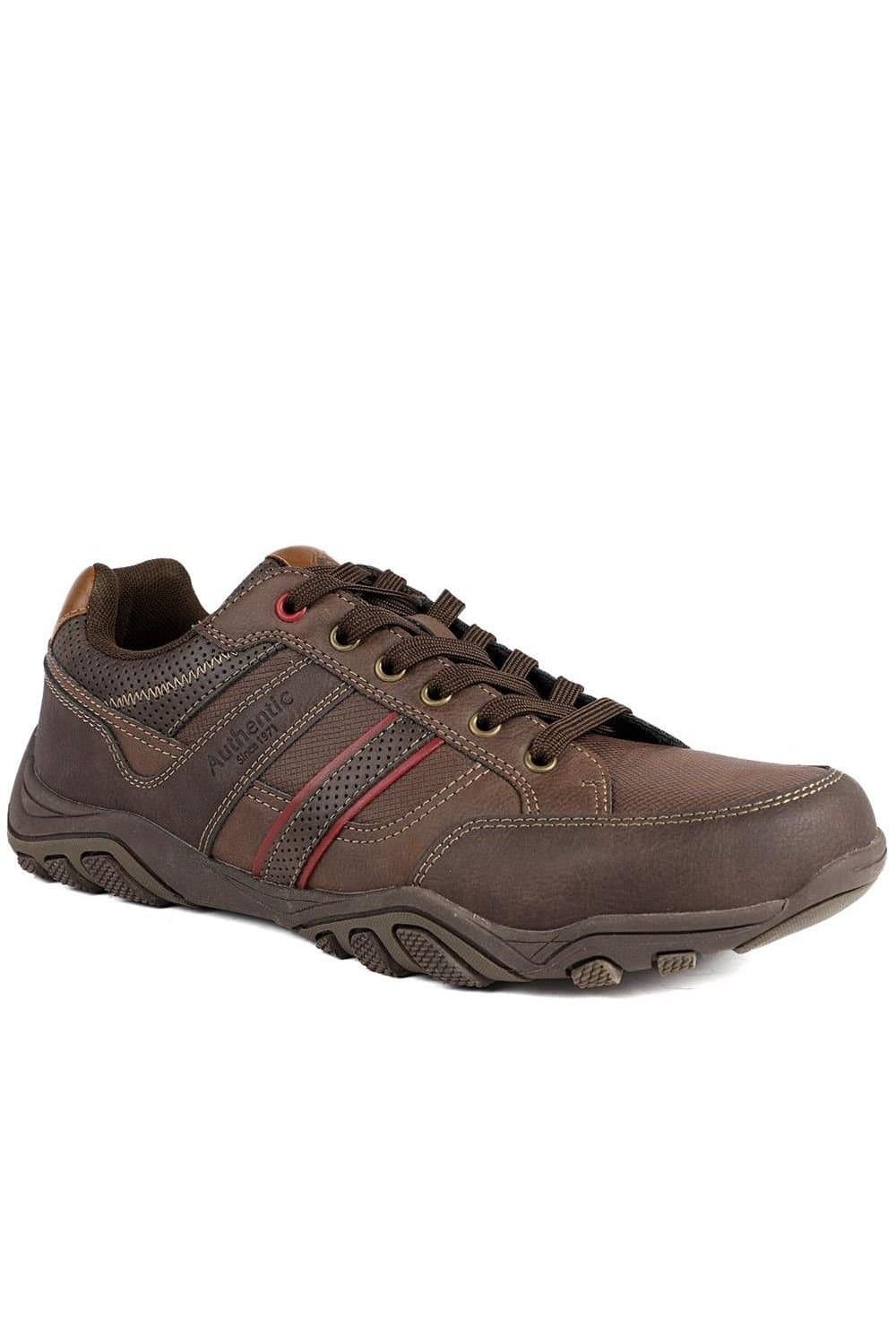 Pavers Pavers Men's Wide Fit Cushioned Rugged Lace Up Shoes in Brown