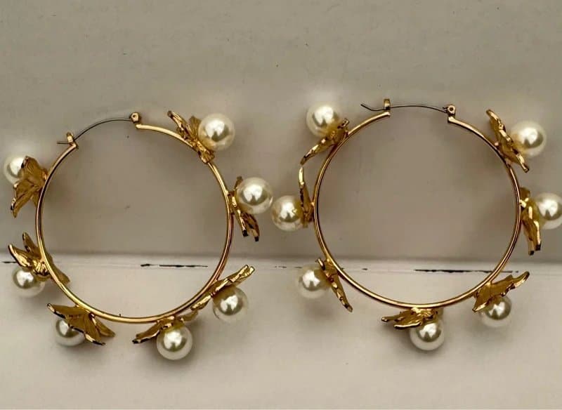 ASOS ASOS gold pearl butterfly hoop earrings | BNWOT statement
