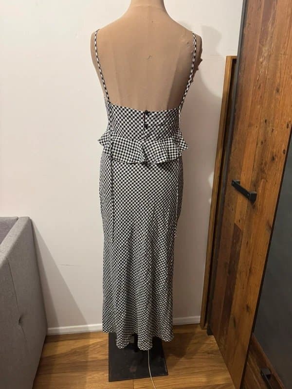 ASOS Design cami frill maxi dress in black white check gingham summer clean girl look size 10