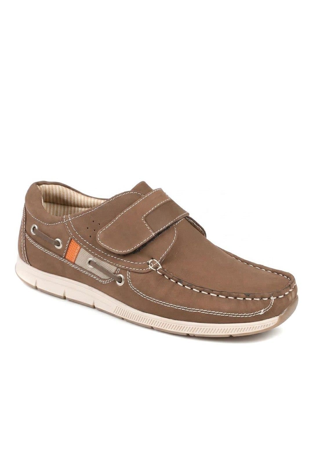 Pavers Pavers Men's Leather Adjustable Fastening Shoes in Brown