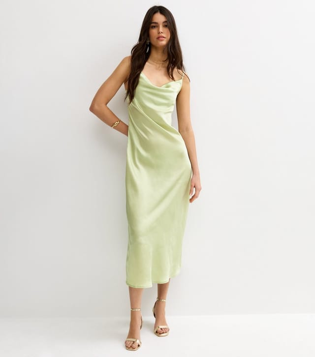 New Look Women's Light Green Satin Slip Dress New Look - 2