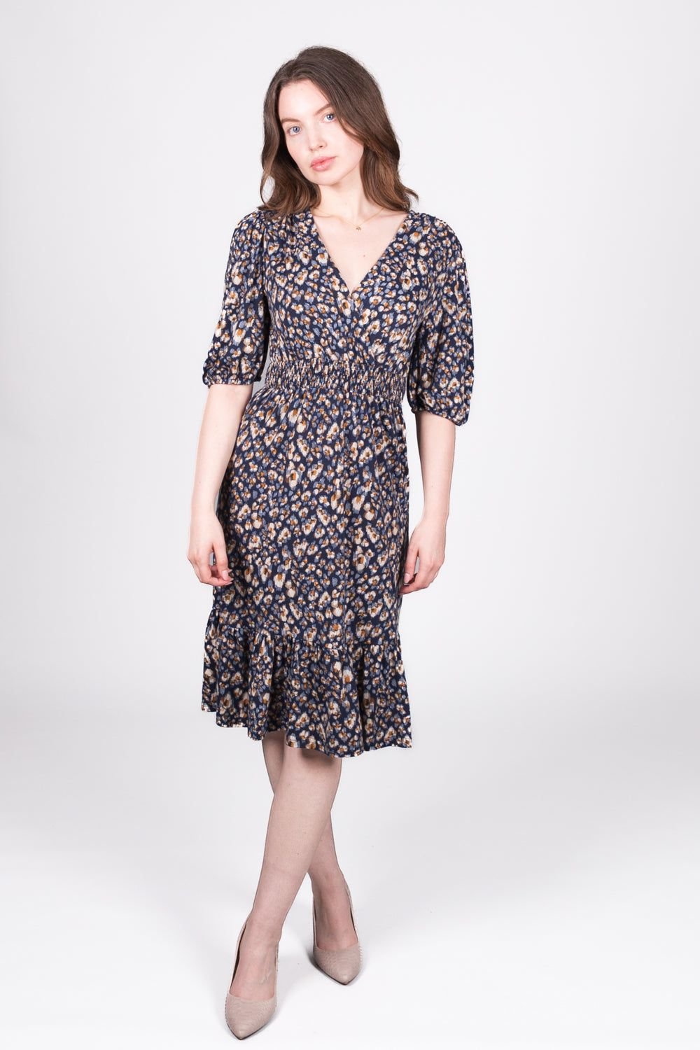 SOLO SOLO Women's Smock Abstract Wrap Dress in Navy - 2