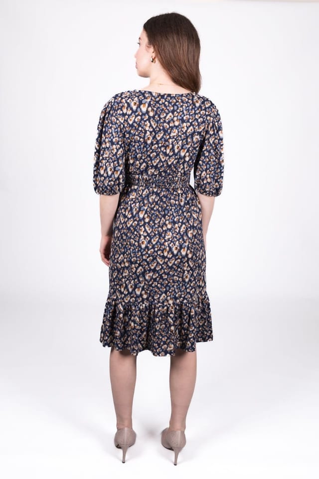 SOLO SOLO Women's Smock Abstract Wrap Dress in Navy - 3