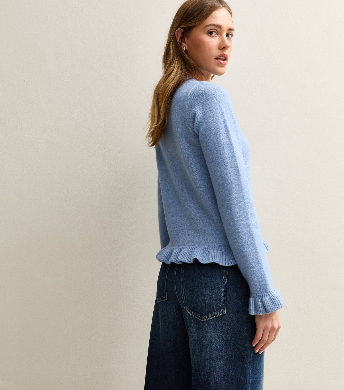 New Look Women's Blue Frill Trim Crew Neck Jumper New Look - 4