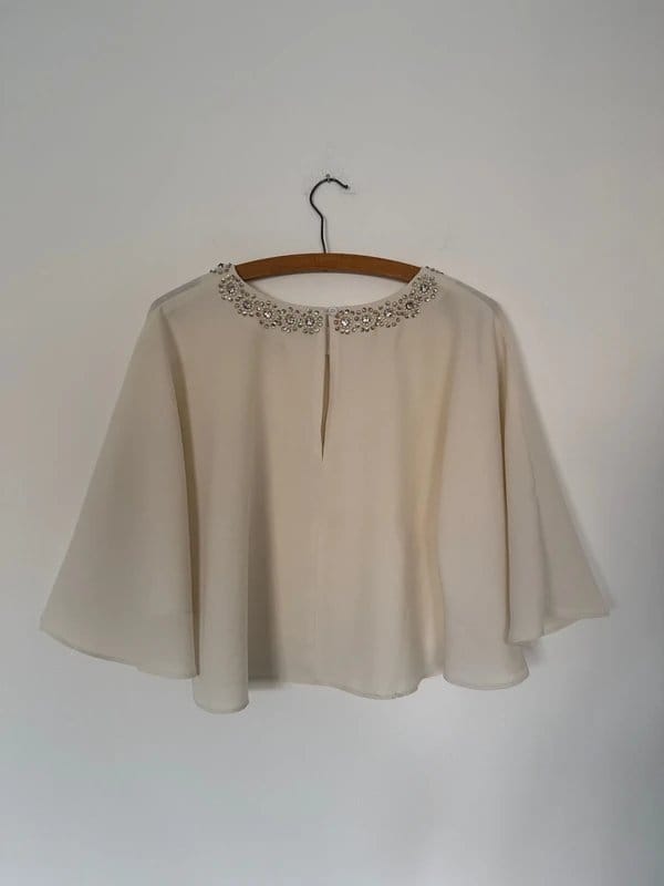 ASOS Light Cream Cape Style Beaded Top Size 12