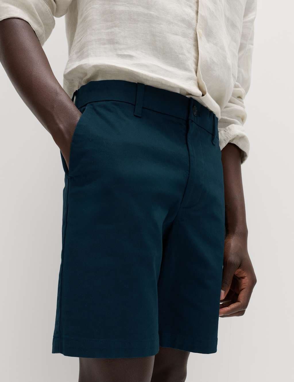 Marks & Spencer M&S Regular Fit Stretch Chino Shorts Dark Petrol