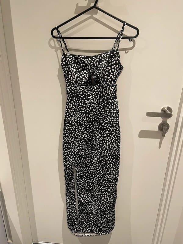 Bershka Polka dot open back satin dress