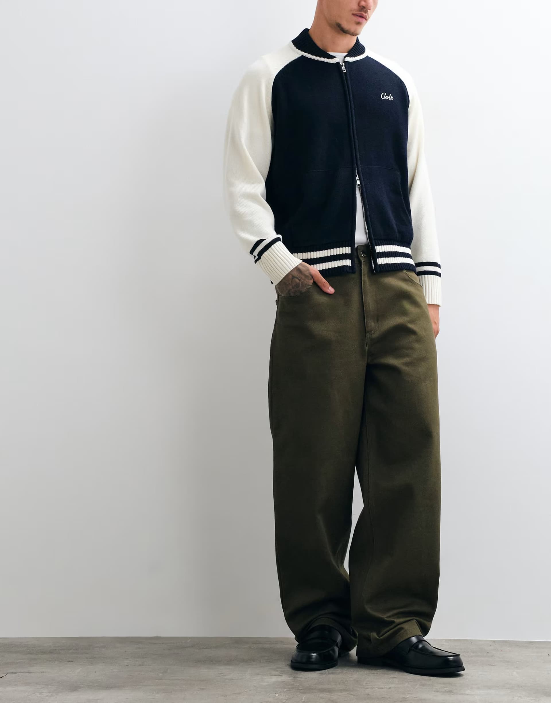 ASOS Colt straight leg fatigue trousers in dark olive
