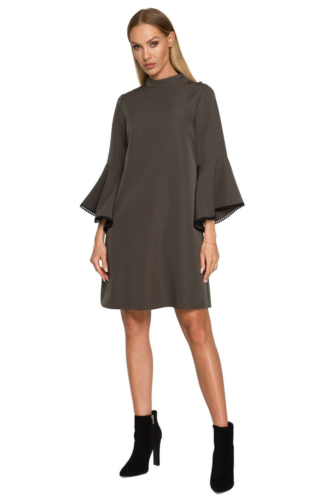 Love Lace Love Lace Women's Aline Trapeze Day Dress with Ruffled Sleeves in Green