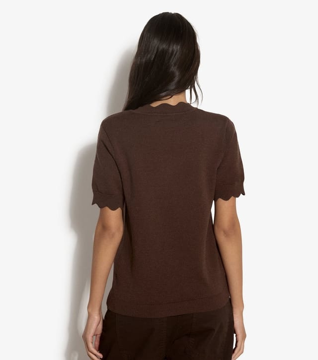 Apricot Women's Dark Brown Scalloped Knit Top Apricot New Look - 3