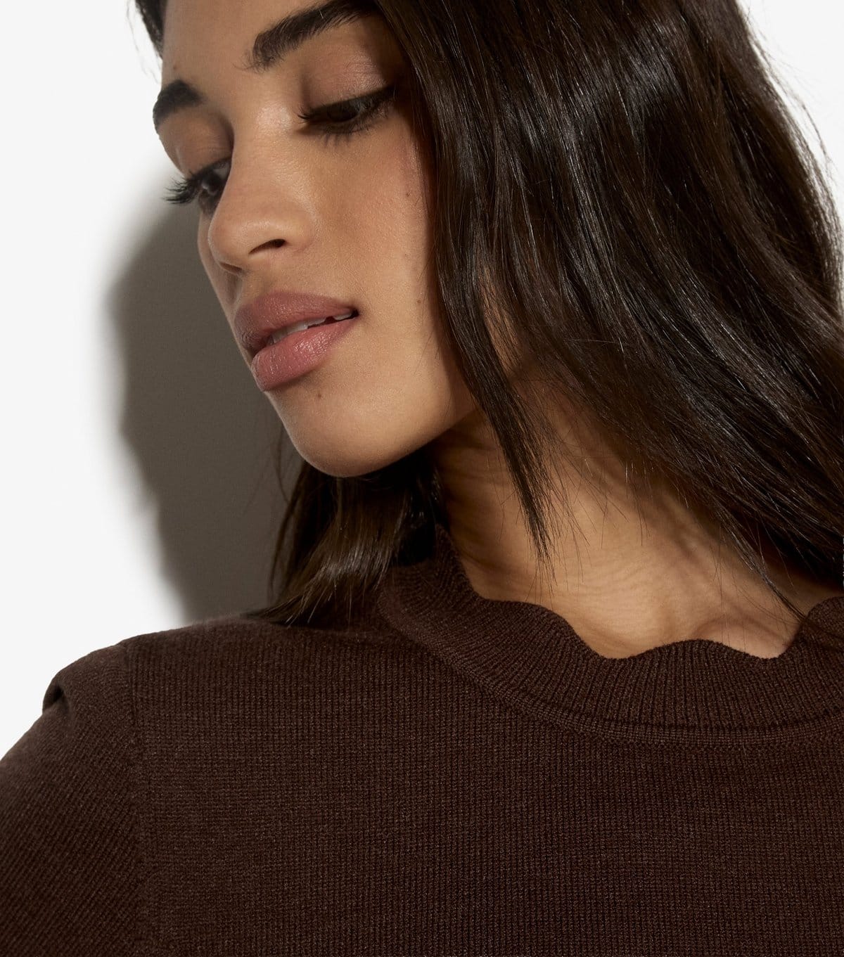Apricot Women's Dark Brown Scalloped Knit Top Apricot New Look - 4