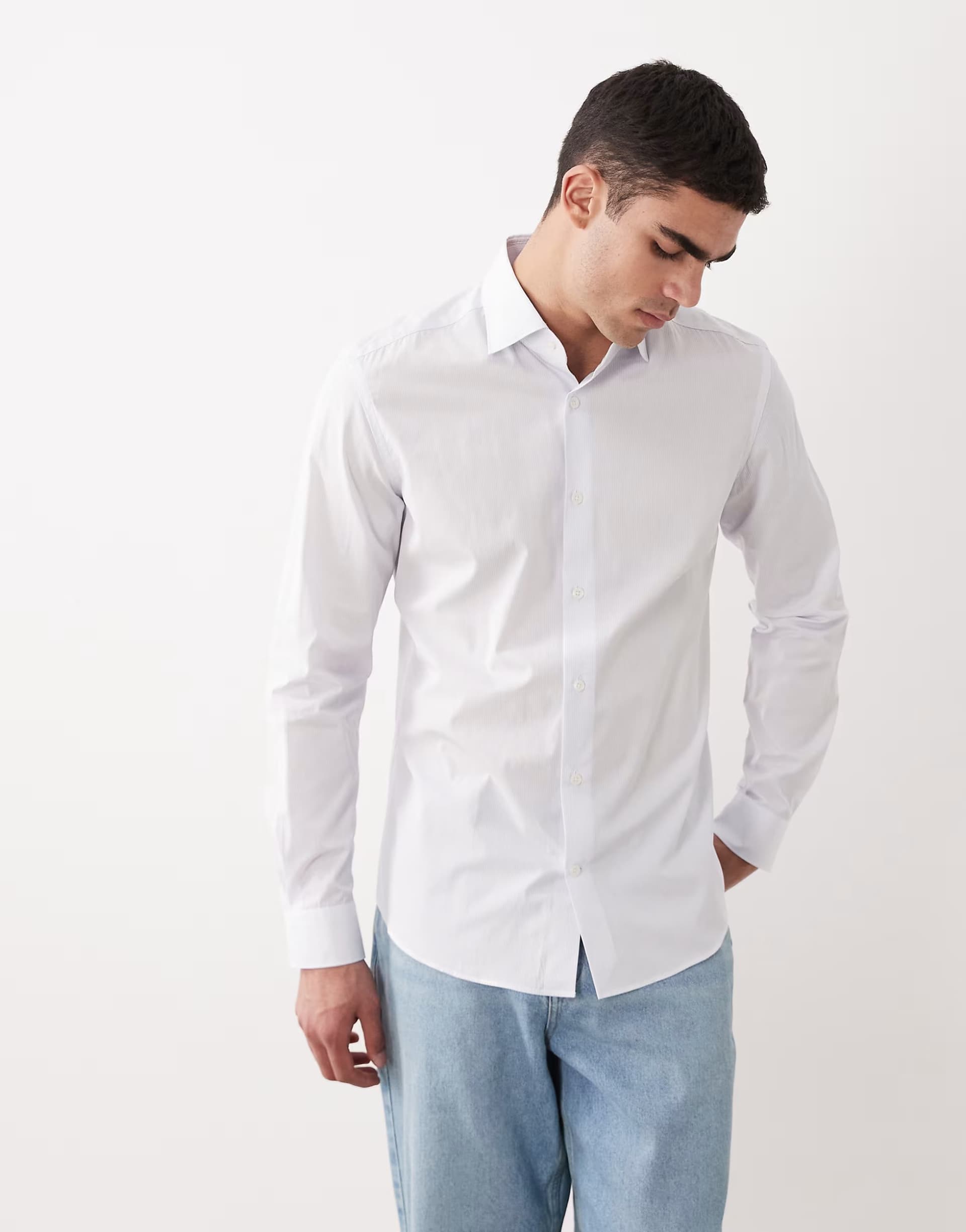 ASOS ASOS Cotton Long Sleeve Shirt in White
