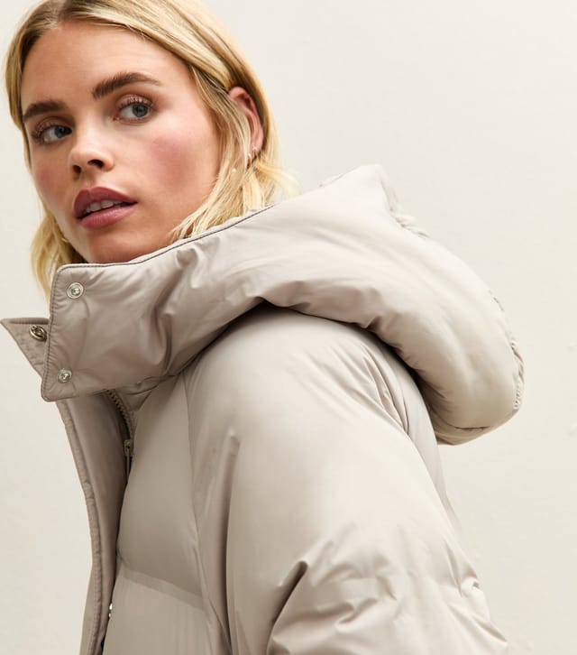 New Look Women's Petite Mink Longline Hooded Puffer Coat New Look - 2