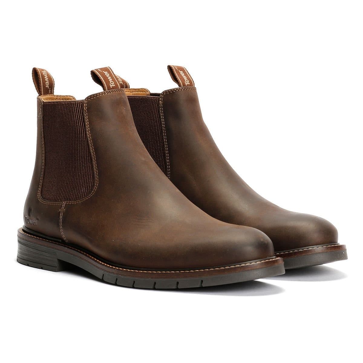 TOWER LONDON TOWER LONDON Men's Mens Harbour Leather Chelsea Boots in Brown