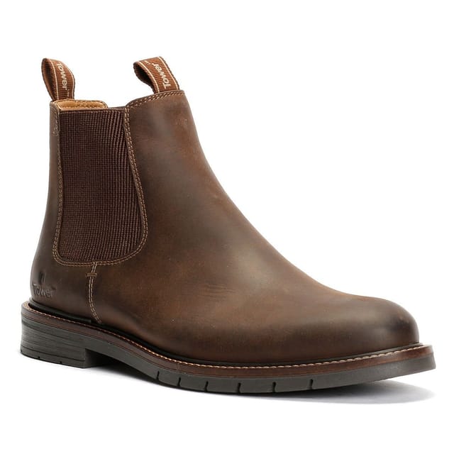 TOWER LONDON TOWER LONDON Men's Mens Harbour Leather Chelsea Boots in Brown - 2