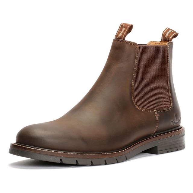 TOWER LONDON TOWER LONDON Men's Mens Harbour Leather Chelsea Boots in Brown - 3