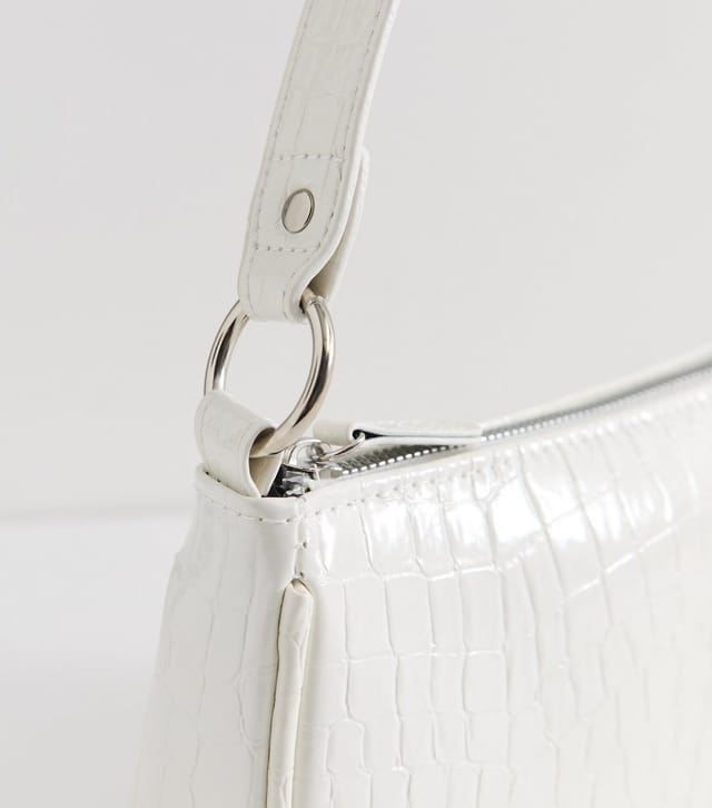 New Look White Faux Leather Crocodile Embossed Shoulder Bag Vegan New Look - 3