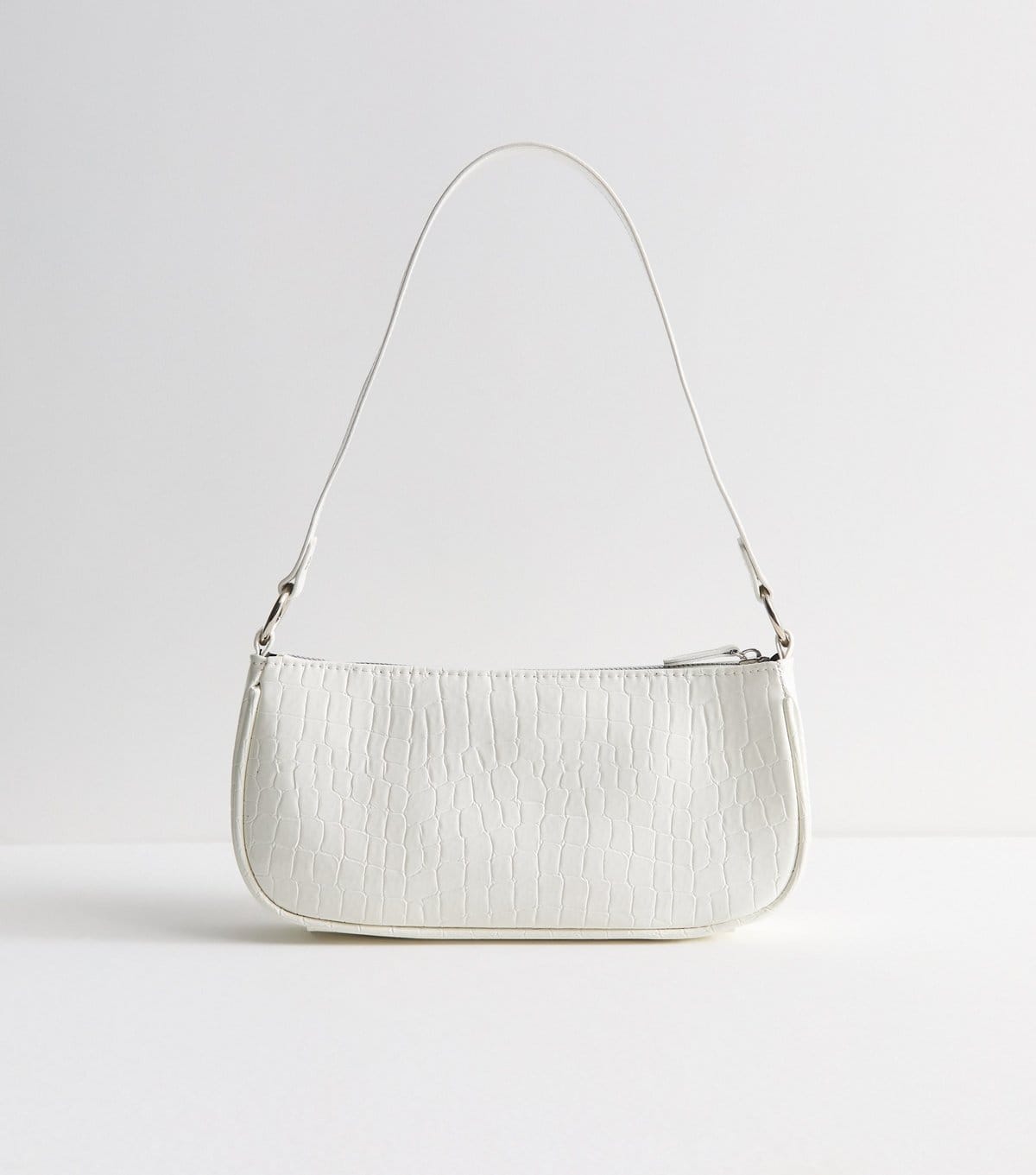 New Look White Faux Leather Crocodile Embossed Shoulder Bag Vegan New Look - 4