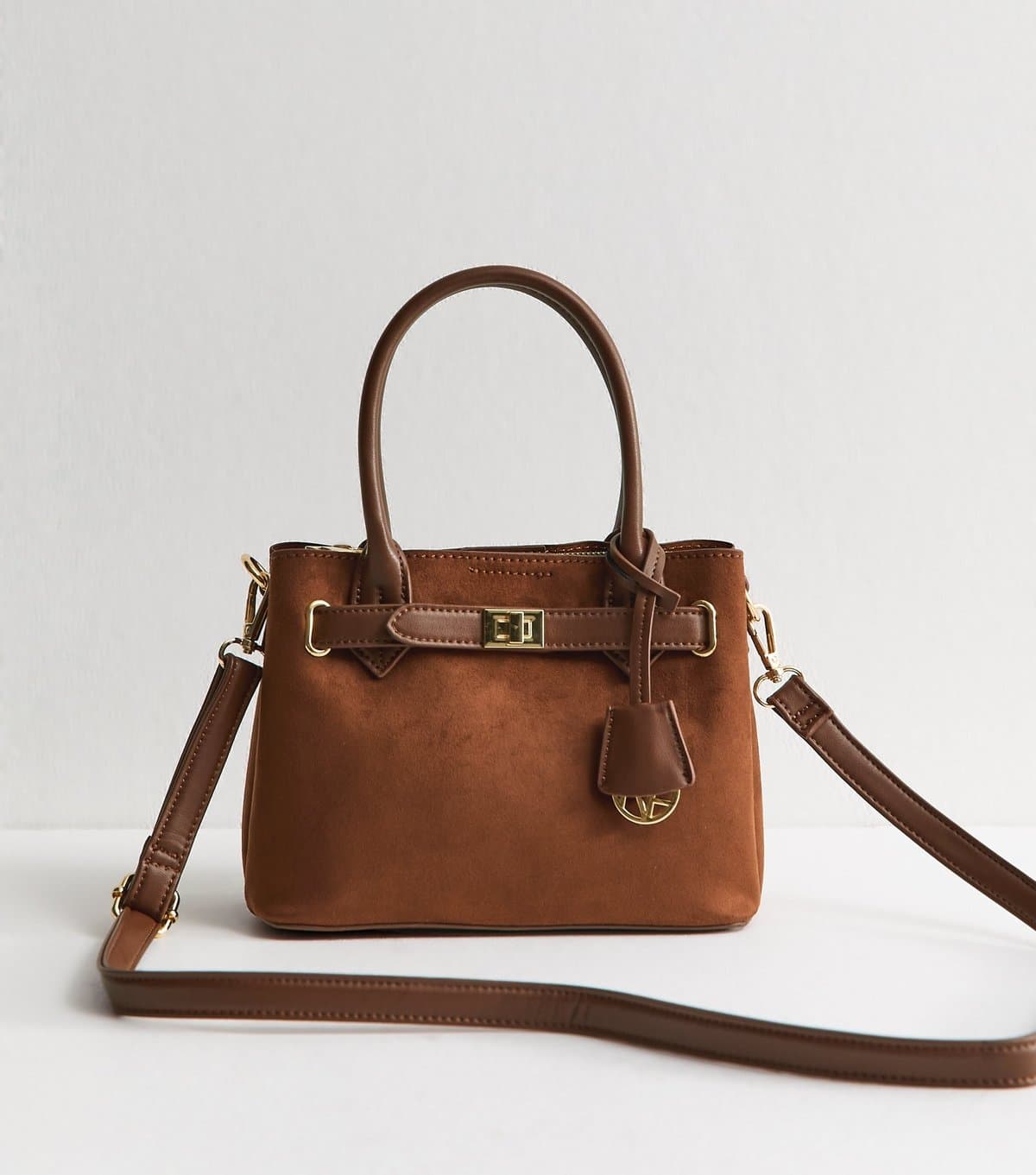 New Look Tan Faux Suede Triple Compartment Cross Body Bag Vegan New Look