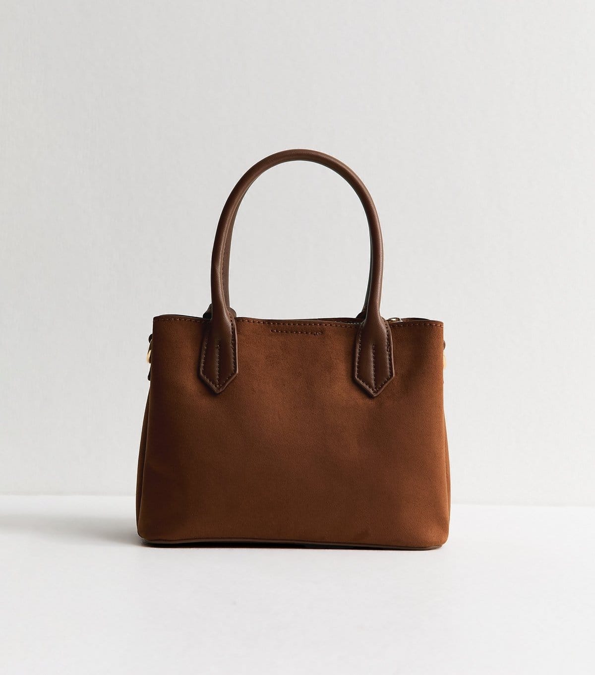 New Look Tan Faux Suede Triple Compartment Cross Body Bag Vegan New Look - 4