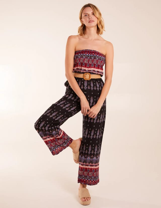 Blue Vanilla Aztec Belted Bandeau Jumpsuit - 2