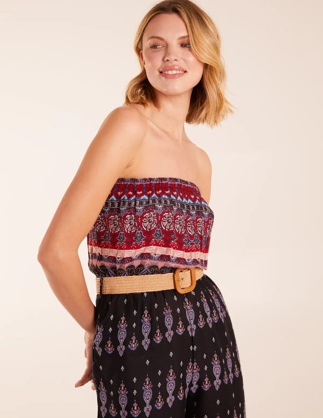 Blue Vanilla Aztec Belted Bandeau Jumpsuit - 3