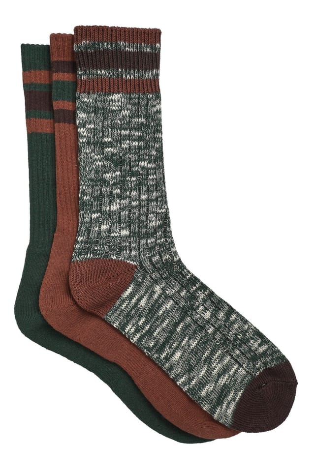 Weird Fish Weird Fish Men's Fernvale Striped Boot Sock 3pk in Orange - 2