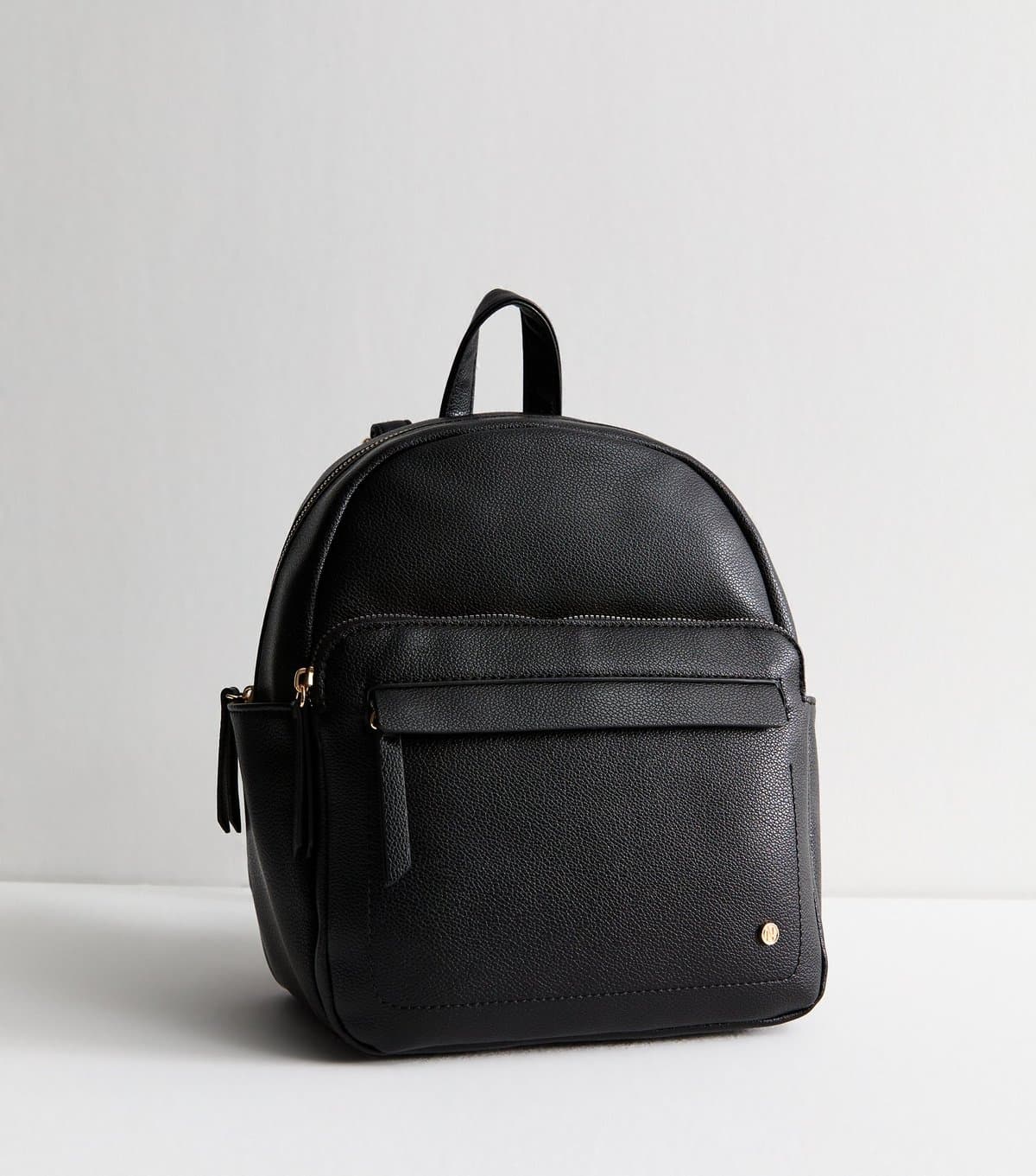New Look Black Grained Faux Leather Backpack Vegan New Look