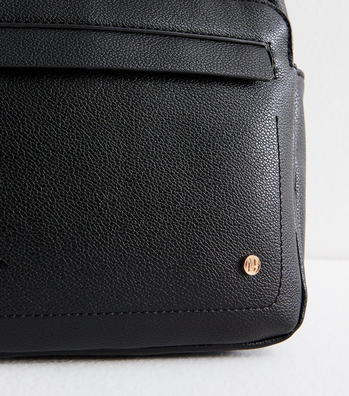 New Look Black Grained Faux Leather Backpack Vegan New Look - 3