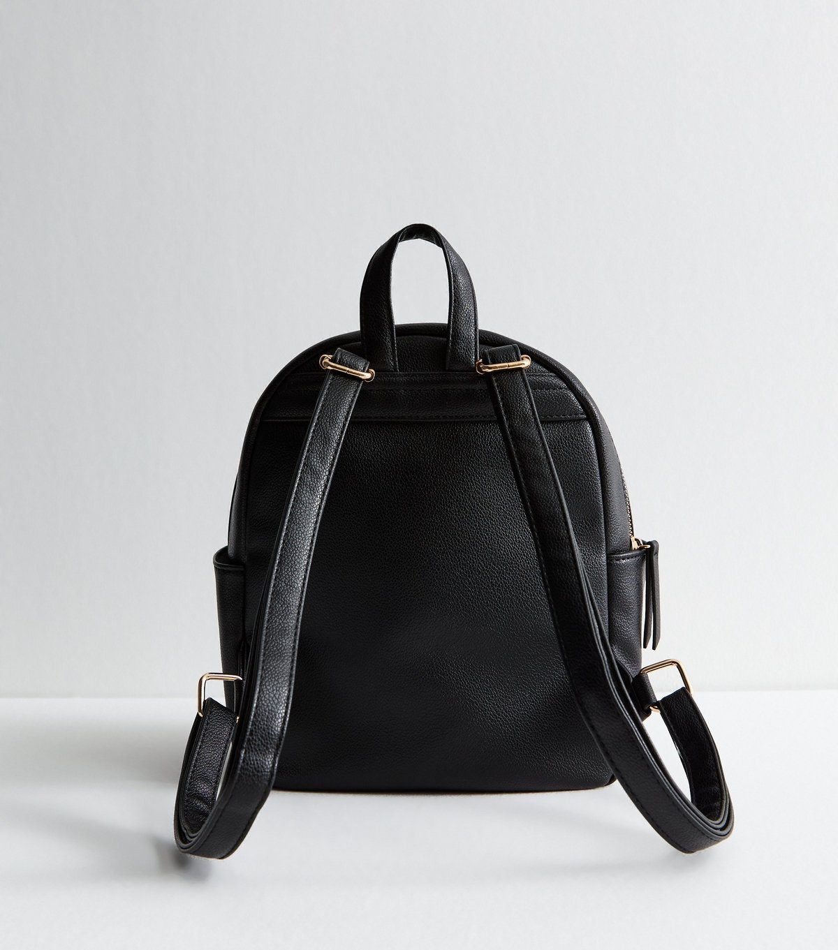 New Look Black Grained Faux Leather Backpack Vegan New Look - 4