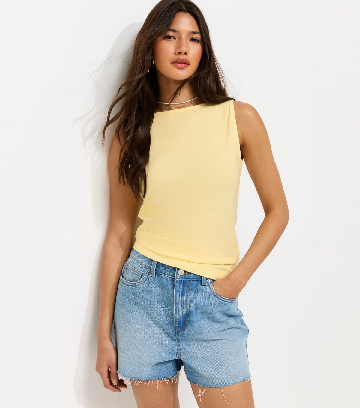 New Look New Look Light Yellow Stretch Cotton Vest