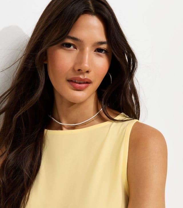 New Look Women's Light Yellow Cotton Rich Slash Neck Vest New Look - 3