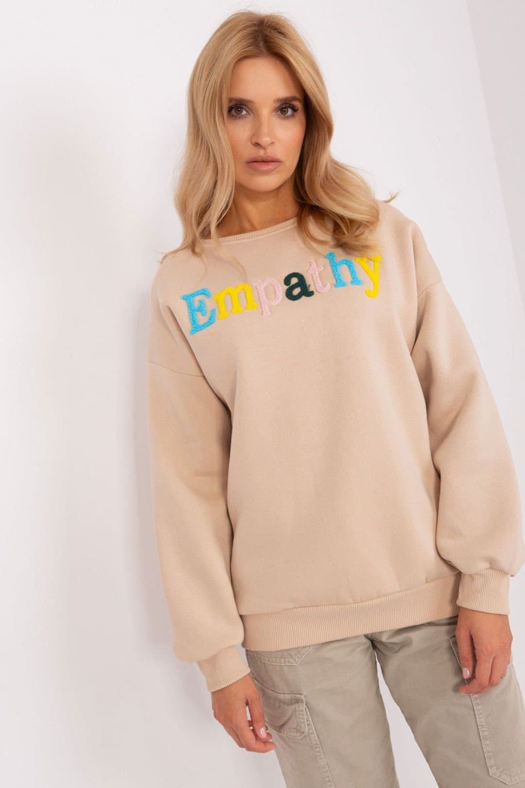 Love Lace Love Lace Women's Overhead Printed Cotton Polyester Sweatshirt in Beige