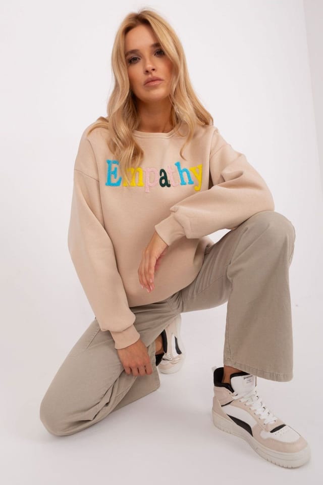 Love Lace Love Lace Women's Overhead Printed Cotton Polyester Sweatshirt in Beige - 2