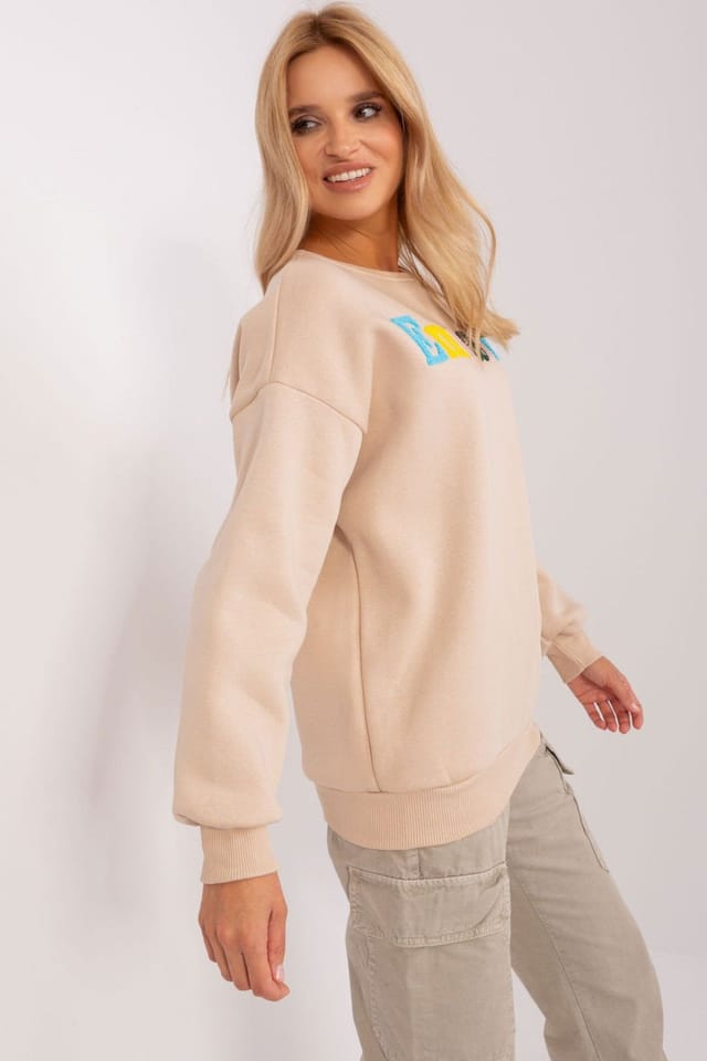 Love Lace Love Lace Women's Overhead Printed Cotton Polyester Sweatshirt in Beige - 3