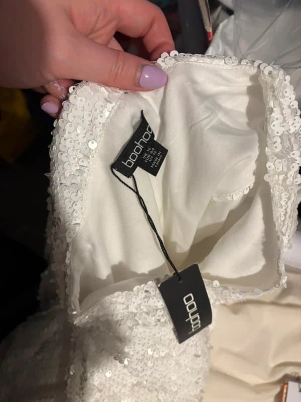 Boohoo White sequin top
