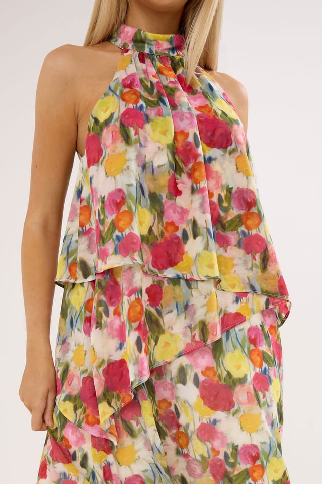 Star By Julien Macdonald Star by Julien Macdonald Women's Floral Tiered Halterneck Dress in Pink - 3