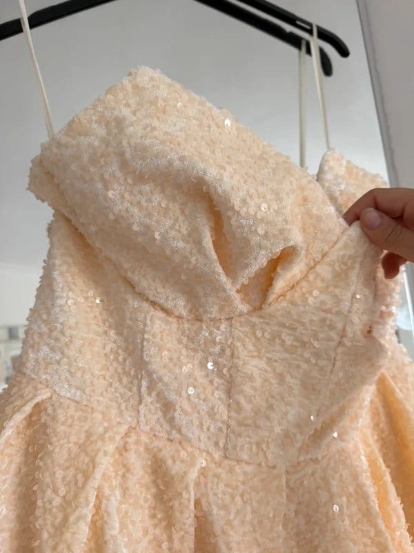 ASOS ASOS Luxe sequin bubble mini dress UK 18 cream champagne hen do bridal birthday - 1