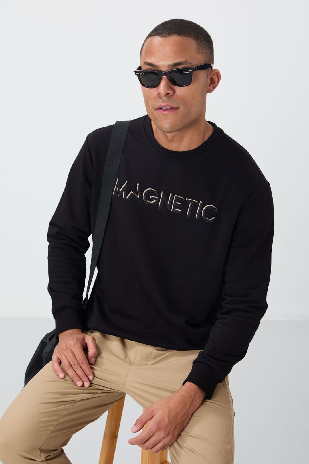 Tommy Life Tommy Life Men's Printed Crew Neck Sweatshirt in Stone - 4