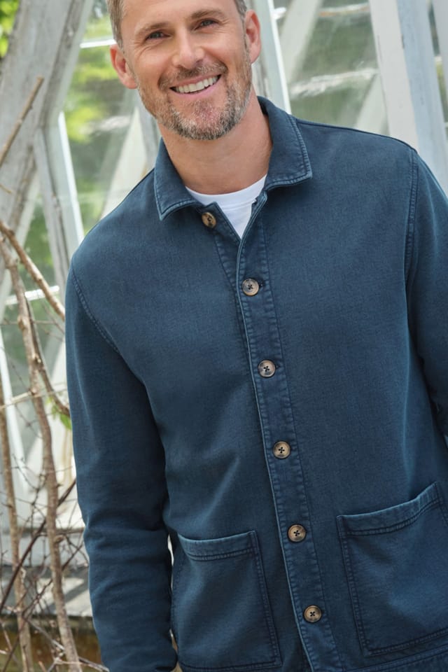 WoolOvers WoolOvers Men's Jersey Cotton Jacket in Blue - 2