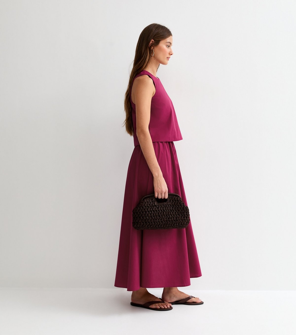 New Look Dark Brown Woven Slouch Grab Clutch New Look - 3