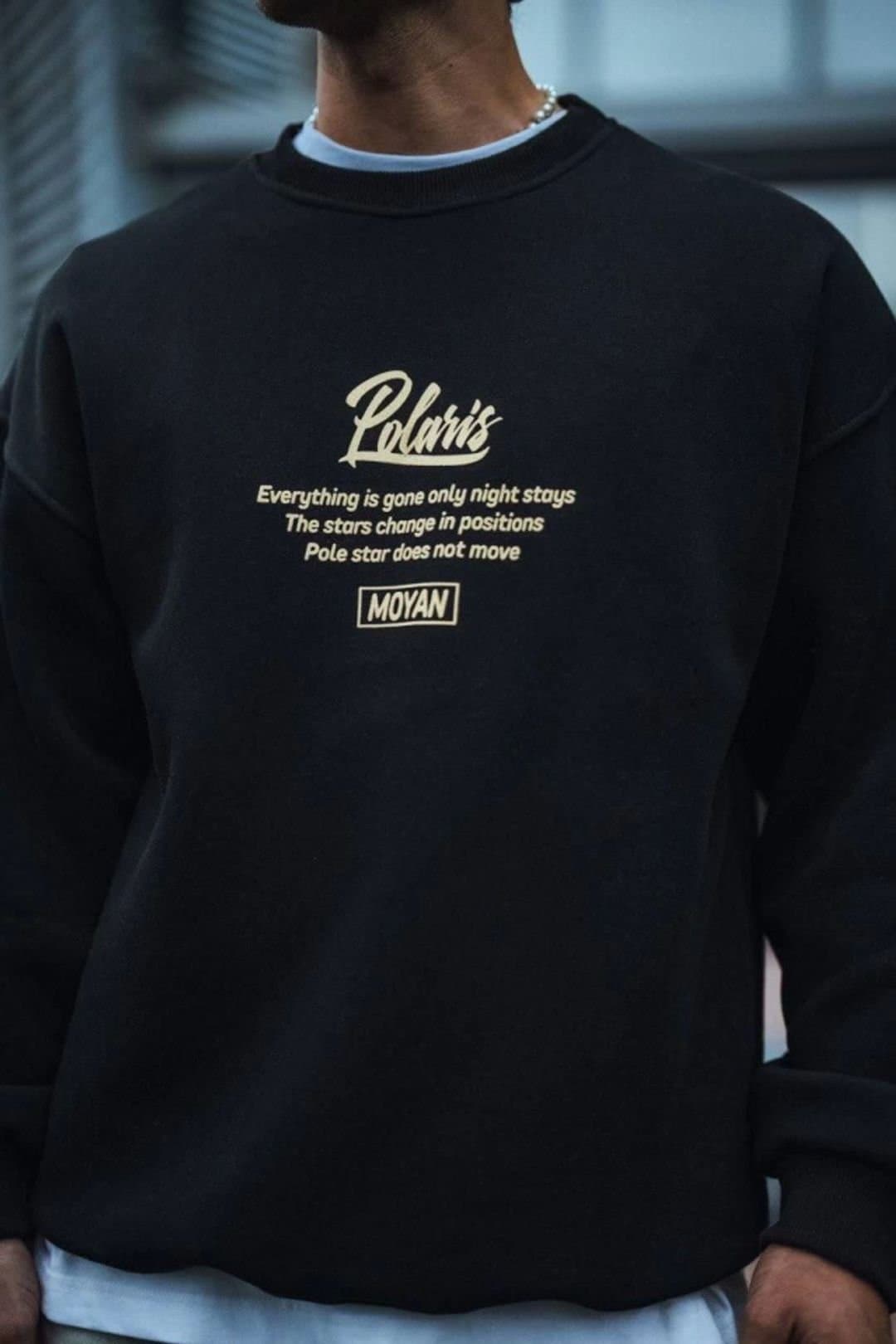 Janes Janes Men's Crew Neck Long Sleeve Printed Sweatshirt in Black